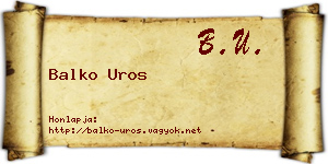 Balko Uros névjegykártya